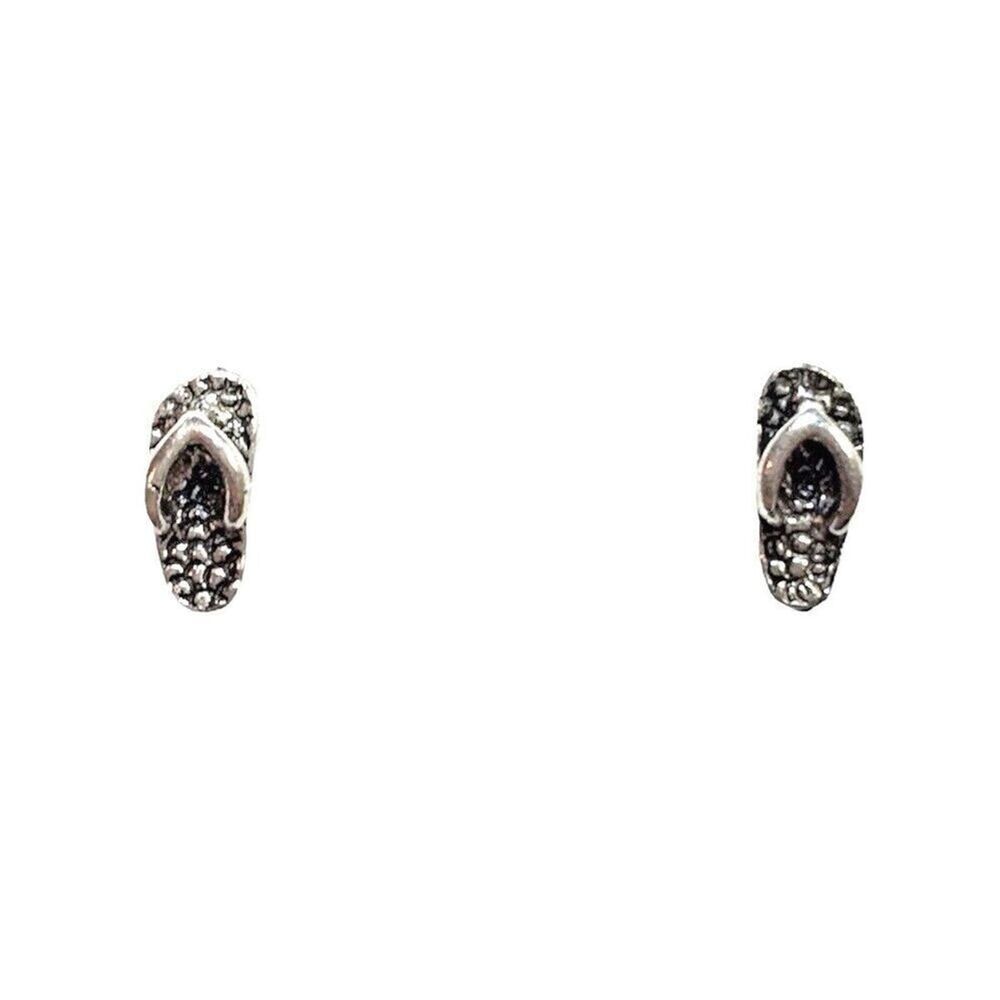 Sterling Silver Earrings Flip Flops Studs Sandals Beach 925